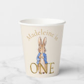 Individuelle Name Peter, Kaninchen Erster Geburtst Pappbecher (Rückseite)