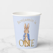 Individuelle Name Peter, Kaninchen Erster Geburtst Pappbecher (Rückseite)