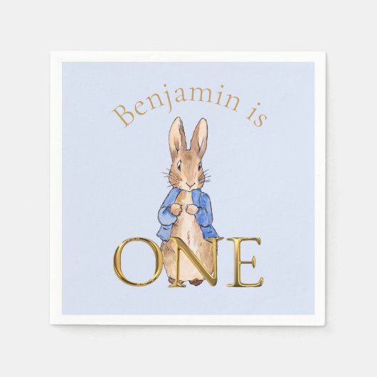 Individuelle Name Peter, Kaninchen Erster Geburtst Serviette (Vorderseite)