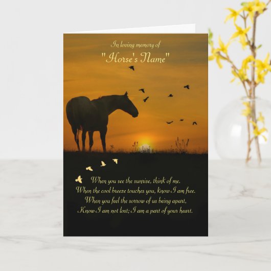 Individuelle Name Pferd Beileid Karte (Gelbe Blume)