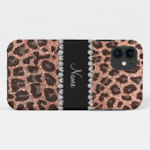 Individuelle Name Pfirsichorange-Glitzer-Leopard Case-Mate iPhone Hülle (Rückseite (Horizontal))