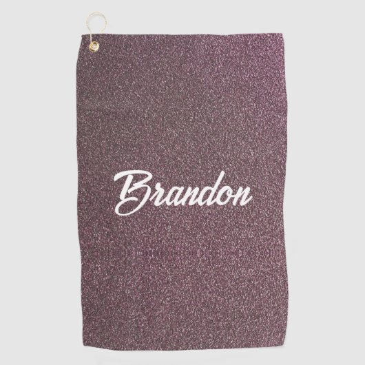 Individuelle Name Pflaume Farbe Glitzer Golfhandtuch (Vorderseite)
