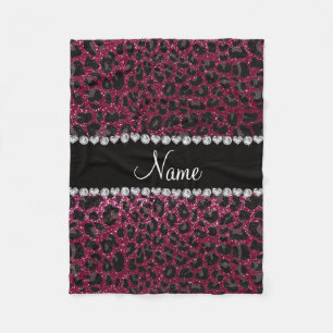 Individuelle Name Pflaume lila Glitzer Leopardendr Fleecedecke