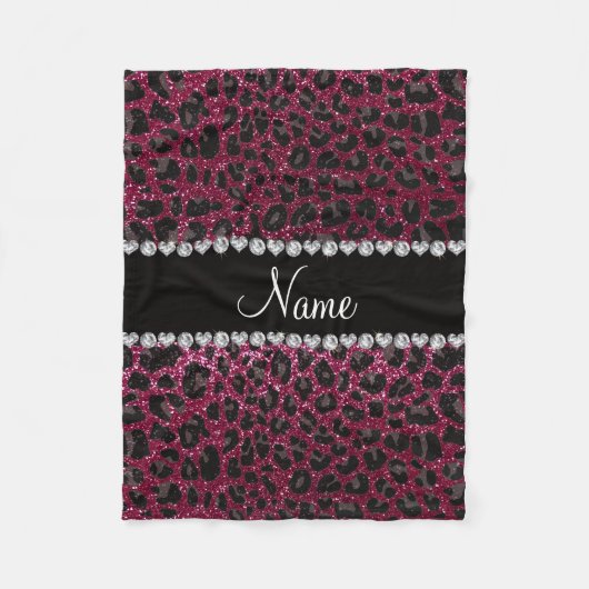 Individuelle Name Pflaume lila Glitzer Leopardendr Fleecedecke (Vorderseite)