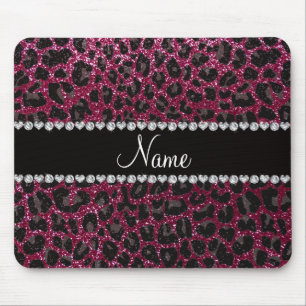 Individuelle Name Pflaume lila Glitzer Leopardendr Mousepad