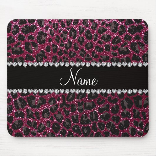 Individuelle Name Pflaume lila Glitzer Leopardendr Mousepad (Vorne)