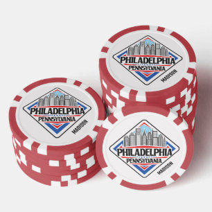 Individuelle Name Philadelphia Pennsylvania Pokerchips