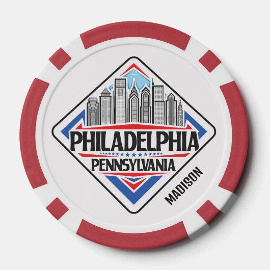 Individuelle Name Philadelphia Pennsylvania Pokerchips (Rückseite)