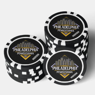 Individuelle Name Philadelphia Pennsylvania Pokerchips