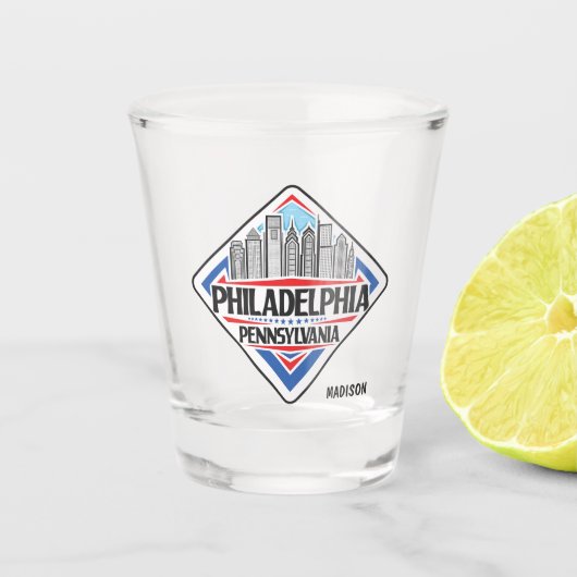Individuelle Name Philadelphia Pennsylvania Schnapsglas (Vorderseite)