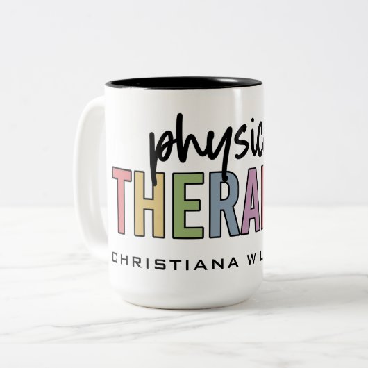 Individuelle Name Physiotherapeut PT Geschenke Zweifarbige Tasse (Vorderseite Links)