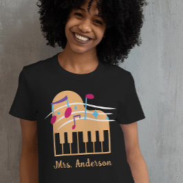 Individuelle Name Piano Music Teacher Black T-Shirt