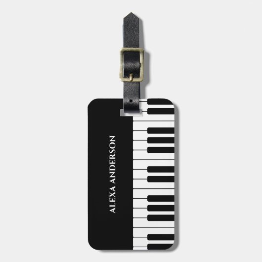 Individuelle Name Pianobüsten in Schwarz-Weiß Gepäckanhänger (Vorderseite vertikal)