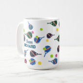 Individuelle Name Pickleball Sportteam farbenfroh Kaffeetasse (Vorderseite Links)