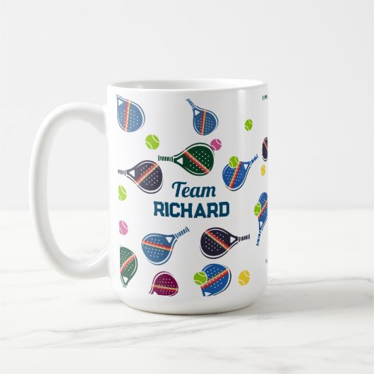 Individuelle Name Pickleball Sportteam farbenfroh Kaffeetasse (Links)