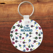 Individuelle Name Pickleball Sportteam farbenfroh Schlüsselanhänger (Rückseite)