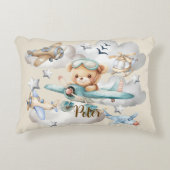 Individuelle Name Pilot Teddy Bär Dekokissen (Vorderseite)