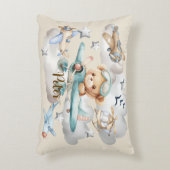 Individuelle Name Pilot Teddy Bär Dekokissen (Vorderseite(Vertikal))