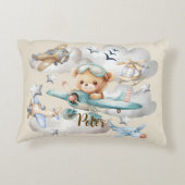 Individuelle Name Pilot Teddy Bär Dekokissen (Rückseite)