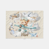 Individuelle Name Pilot Teddy Bär Fleecedecke (Vorderseite (Horizontal))