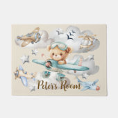 Individuelle Name Pilot Teddy Bär Fußmatte (Vorderseite)