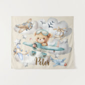 Individuelle Name Pilot Teddy Bären Hintergrund Wandteppich (Vorderseite (Horizontal))