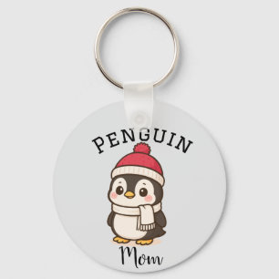 Individuelle Name "Pinguin Mama" Rot Schwarz Schlüsselanhänger