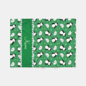 Individuelle Name-Pinguine-Iglus-Schneeflocken Fleecedecke (Vorderseite (Horizontal))