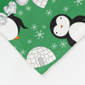 Individuelle Name-Pinguine-Iglus-Schneeflocken Fleecedecke (Ecke)