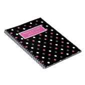 Individuelle Name Pink Black Polka Dot Pattern Notizblock (Rechte Seite)