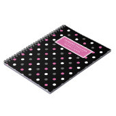Individuelle Name Pink Black Polka Dot Pattern Notizblock (Linke Seite)
