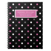 Individuelle Name Pink Black Polka Dot Pattern Notizblock (Vorderseite)