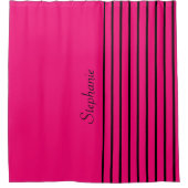Individuelle Name Pink Black Stripes Patterns Girl Duschvorhang (Vorderseite)