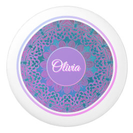 Individuelle Name Pink Blue Lila Aquamarin Mandala Keramikknauf