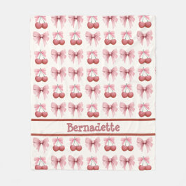 Individuelle Name Pink Bows and Cherries Girly Coq Fleecedecke