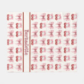 Individuelle Name Pink Bows and Cherries Girly Coq Fleecedecke (Vorderseite (Horizontal))