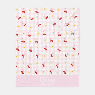 Individuelle Name Pink Bows and Cherries Girly Coq Fleecedecke