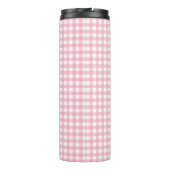 Individuelle Name Pink Checkerboard-Blume Thermosbecher (Rückseite)