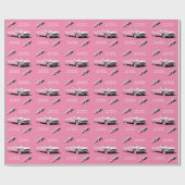 Individuelle Name Pink Classic Car Geschenkpapier (Flach)
