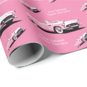 Individuelle Name Pink Classic Car Geschenkpapier (Rolleneckpunkt)