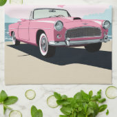 Individuelle Name Pink Classic Car Geschirrtuch (Gefaltet)