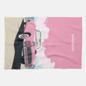 Individuelle Name Pink Classic Car Geschirrtuch (Horizontal)
