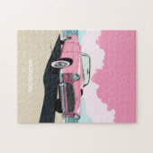 Individuelle Name Pink Classic Car Puzzle (Horizontal)