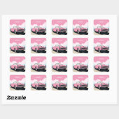 Individuelle Name Pink Classic Car Quadratischer Aufkleber (Blatt)