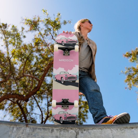 Individuelle Name Pink Classic Car Skateboard (Außen 1)