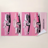 Individuelle Name Pink Classic Car Strandtuch (Vorderseite)