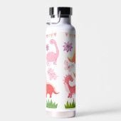Individuelle Name Pink Dinosaurier Trinkflasche (Rechts)