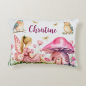 Individuelle Name Pink Fairy Mushrooms Dekokissen (Rückseite)