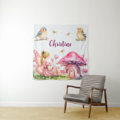 Individuelle Name Pink Fairy Mushrooms Hintergrund Wandteppich (Beispiel)