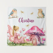 Individuelle Name Pink Fairy Mushrooms Hintergrund Wandteppich (Vorderseite)